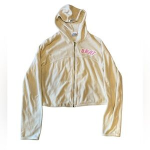 Y2K Cream Hoodie Jacket - Brat